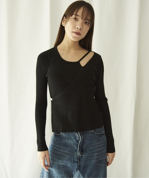 lit.Cy（リットシー）の「lit.Cy カットアウトアシメレイヤードニット（ニット/セーター・レディース・イエロー/ブラック/グリーン/オフホワイト・FREE）」の19枚目の写真