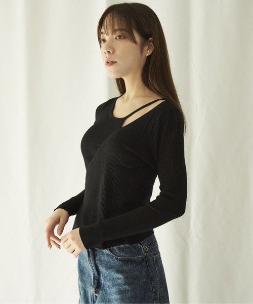 lit.Cy（リットシー）の「lit.Cy カットアウトアシメレイヤードニット（ニット/セーター・レディース・イエロー/ブラック/グリーン/オフホワイト・FREE）」の21枚目の写真