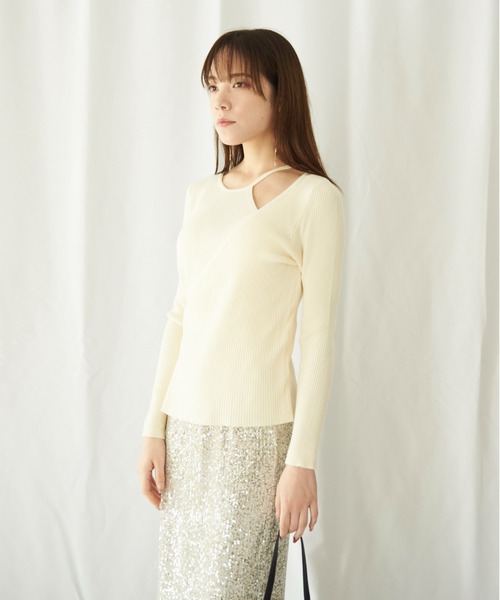 lit.Cy（リットシー）の「lit.Cy カットアウトアシメレイヤードニット（ニット/セーター・レディース・イエロー/ブラック/グリーン/オフホワイト・FREE）」の14枚目の写真
