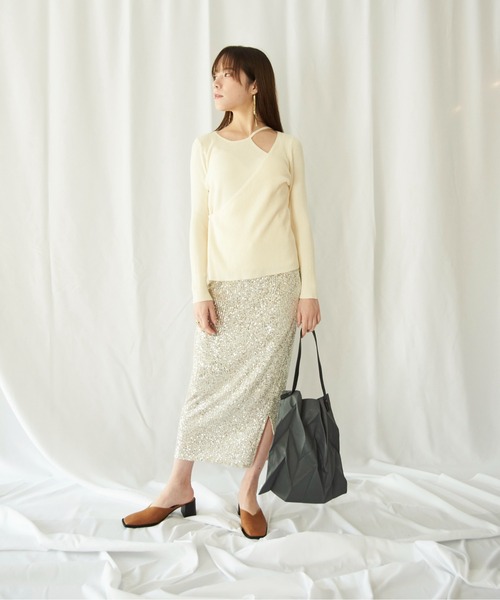 lit.Cy（リットシー）の「lit.Cy カットアウトアシメレイヤードニット（ニット/セーター・レディース・イエロー/ブラック/グリーン/オフホワイト・FREE）」の16枚目の写真