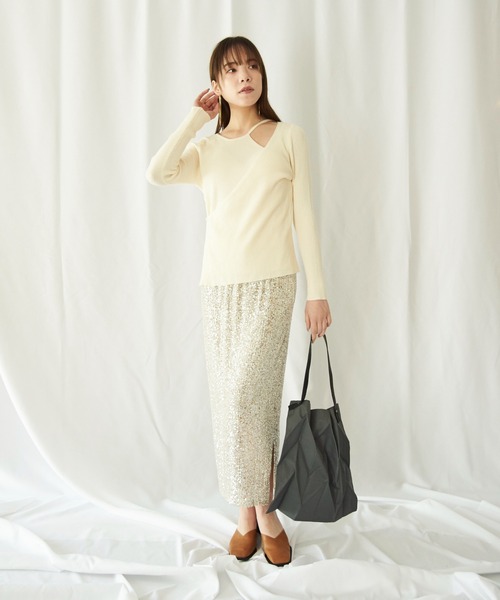 lit.Cy（リットシー）の「lit.Cy カットアウトアシメレイヤードニット（ニット/セーター・レディース・イエロー/ブラック/グリーン/オフホワイト・FREE）」の17枚目の写真