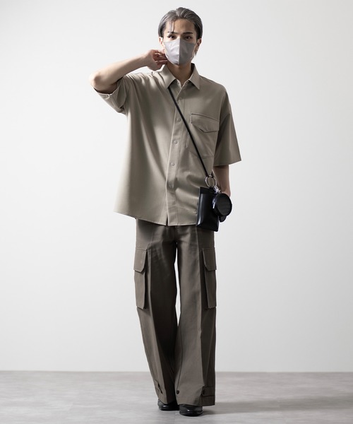 CLEL（クレイル）の「【CLEL】Ring Snap Loose Short Sleeve Shirt/リングスナップルーズ半袖シャツ（シャツ/ブラウス・メンズ・ブルー系/グレイッシュベージュ/チャコールグレー・S/M/L）」の8枚目の写真