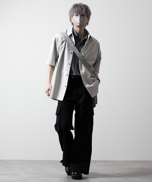 CLEL（クレイル）の「【CLEL】Ring Snap Loose Short Sleeve Shirt/リングスナップルーズ半袖シャツ（シャツ/ブラウス・メンズ・ブルー系/グレイッシュベージュ/チャコールグレー・S/M/L）」の10枚目の写真