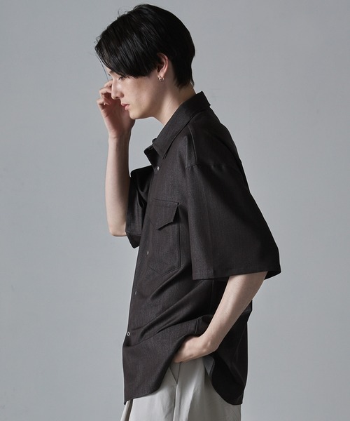 CLEL（クレイル）の「【CLEL】Ring Snap Loose Short Sleeve Shirt/リングスナップルーズ半袖シャツ（シャツ/ブラウス・メンズ・ブルー系/グレイッシュベージュ/チャコールグレー・S/M/L）」の20枚目の写真