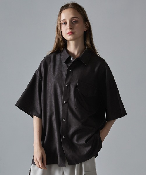 CLEL】Ring Snap Loose Short Sleeve Shirt/リングスナップ