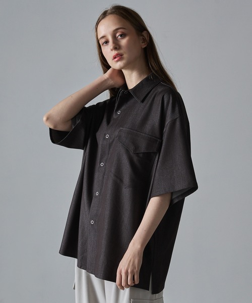 クレイル 半袖 シャツ M CLEL】Ring Snap Loose Short Sleeve Shirt/リングスナップ