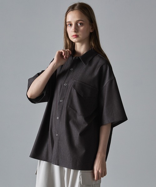 CLEL（クレイル）の「【CLEL】Ring Snap Loose Short Sleeve Shirt/リングスナップルーズ半袖シャツ（シャツ/ブラウス・メンズ・ブルー系/グレイッシュベージュ/チャコールグレー・S/M/L）」の19枚目の写真
