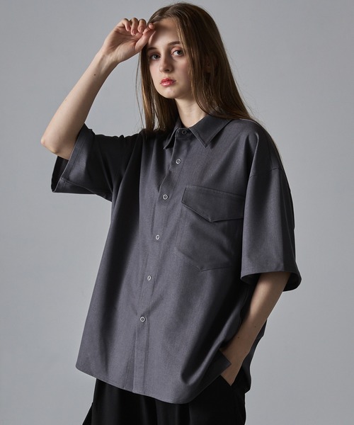 CLEL（クレイル）の「【CLEL】Ring Snap Loose Short Sleeve Shirt/リングスナップルーズ半袖シャツ（シャツ/ブラウス・メンズ・ブルー系/グレイッシュベージュ/チャコールグレー・S/M/L）」の15枚目の写真