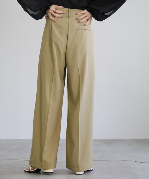 select MOCA(セレクトモカ)の「タックストレートパンツ(スラックス・レディース・ベージュ/アイボリー/グレイッシュブルー・SMALL/MEDIUM)」の19枚目の写真