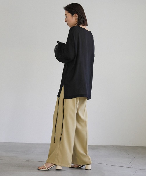 select MOCA(セレクトモカ)の「タックストレートパンツ(スラックス・レディース・ベージュ/アイボリー/グレイッシュブルー・SMALL/MEDIUM)」の20枚目の写真