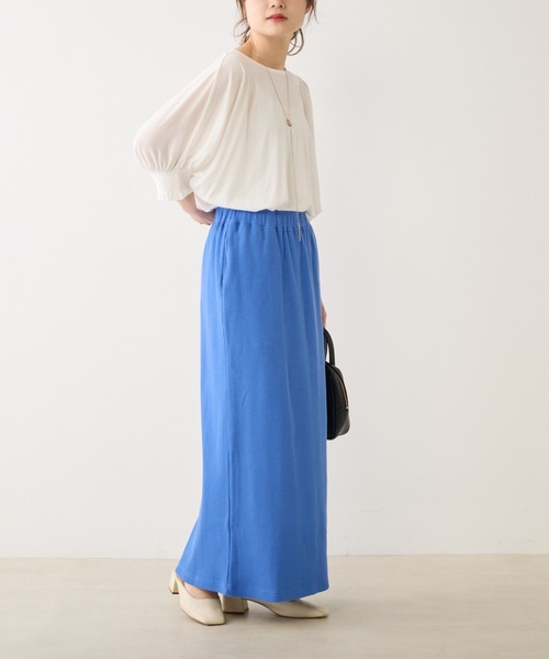 PUAL CE CIN（ピュアルセシン）の「リブナロースカート（スカート・レディース・ブラック/ブルー/ナチュラル/グリーン・FREE）」の5枚目の写真