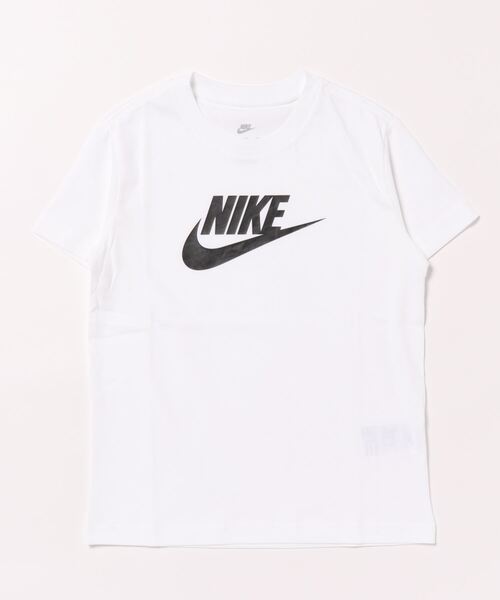 NIKE(ナイキ)の「《NIKEアパレル》ナイキ G NSW TEE FUTURA SS BOY(Tシャツ/カットソー・キッズ・ホワイト×ブラック/パープル・130/160/150/140)」の1枚目の写真