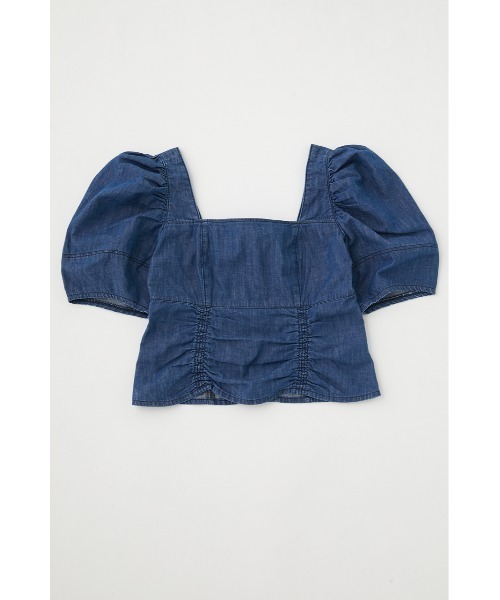 MOUSSY（マウジー）の「FRONT GATHER DENIM ブラウス（シャツ/ブラウス・レディース・オフホワイト/ブルー/ワンウォッシュ・1/2）」の4枚目の写真