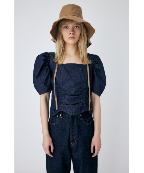 MOUSSY（マウジー）の「FRONT GATHER DENIM ブラウス（シャツ/ブラウス・レディース・オフホワイト/ブルー/ワンウォッシュ・1/2）」の11枚目の写真
