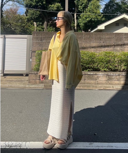 AMAIL(アマイル)の「Egg tart shirt(シャツ/ブラウス・レディース・ホワイト/ネイビー/イエロー・FREE)」の4枚目の写真