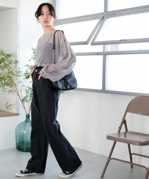 WEGO(ウィゴー)の「WEGO/ドロストメッシュロンT(Tシャツ/カットソー・レディース・オフホワイト/ライトグレー/ブラック・FREE)」の15枚目の写真