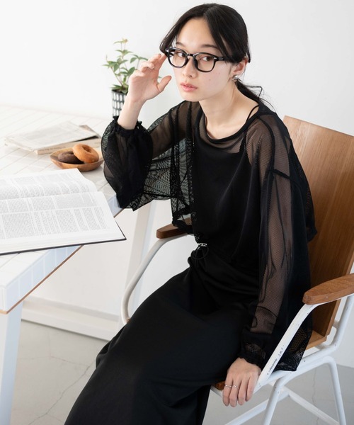 WEGO(ウィゴー)の「WEGO/ドロストメッシュロンT(Tシャツ/カットソー・レディース・オフホワイト/ライトグレー/ブラック・FREE)」の16枚目の写真