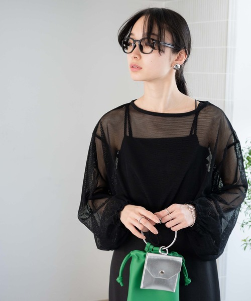 WEGO(ウィゴー)の「WEGO/ドロストメッシュロンT(Tシャツ/カットソー・レディース・オフホワイト/ライトグレー/ブラック・FREE)」の17枚目の写真