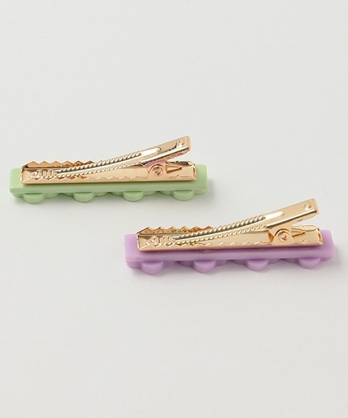 petit main（プティマイン）の「お花ヘアクリップ2P（その他ヘアアクセサリー・キッズ・ライトグリーン/ライトピンク・FREE）」の4枚目の写真