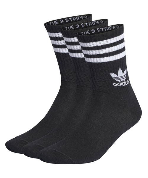 adidas(アディダス)の「adidas MID CUT CRW SCK / アディダス ミッド カット クルー ソックス(ソックス/靴下・メンズ・ブラック・M/S/L)」の1枚目の写真
