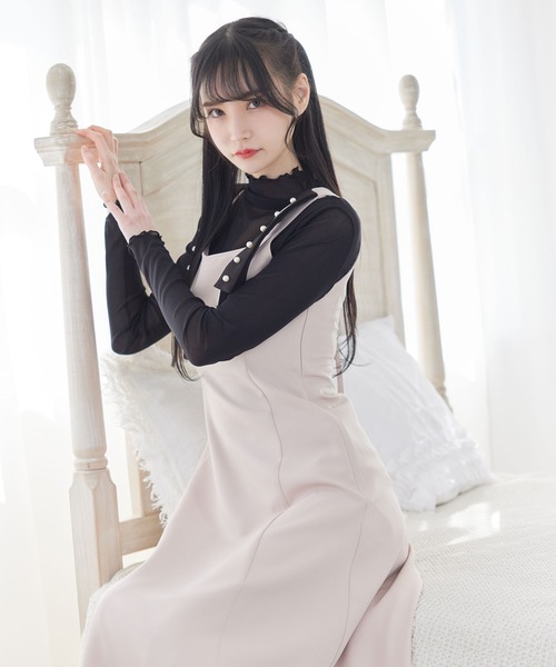 DearMyLoveMillor（ディアマイラブミラー）の「パールショルダージャンスカ（ワンピース・レディース・ベビーピンク/ブラック・MEDIUM/X-LARGE/XX-LARGE/LARGE）」の2枚目の写真