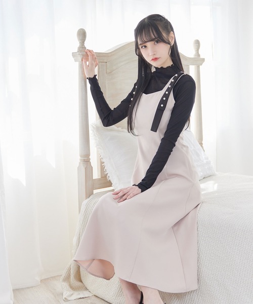 DearMyLoveMillor（ディアマイラブミラー）の「パールショルダージャンスカ（ワンピース・レディース・ベビーピンク/ブラック・MEDIUM/X-LARGE/XX-LARGE/LARGE）」の5枚目の写真