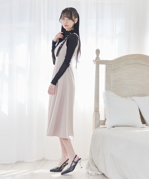 DearMyLoveMillor（ディアマイラブミラー）の「パールショルダージャンスカ（ワンピース・レディース・ベビーピンク/ブラック・MEDIUM/X-LARGE/XX-LARGE/LARGE）」の6枚目の写真