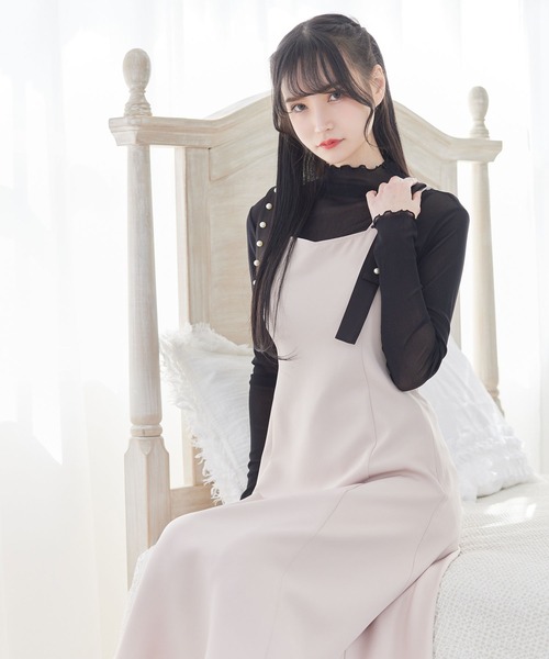 DearMyLoveMillor（ディアマイラブミラー）の「パールショルダージャンスカ（ワンピース・レディース・ベビーピンク/ブラック・MEDIUM/X-LARGE/XX-LARGE/LARGE）」の8枚目の写真