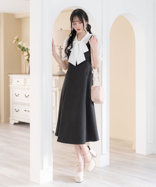 DearMyLoveMillor（ディアマイラブミラー）の「パールショルダージャンスカ（ワンピース・レディース・ベビーピンク/ブラック・MEDIUM/X-LARGE/XX-LARGE/LARGE）」の10枚目の写真