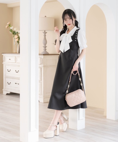 DearMyLoveMillor（ディアマイラブミラー）の「パールショルダージャンスカ（ワンピース・レディース・ベビーピンク/ブラック・MEDIUM/X-LARGE/XX-LARGE/LARGE）」の11枚目の写真