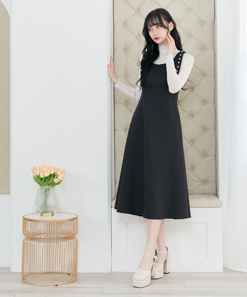 DearMyLoveMillor（ディアマイラブミラー）の「パールショルダージャンスカ（ワンピース・レディース・ベビーピンク/ブラック・MEDIUM/X-LARGE/XX-LARGE/LARGE）」の12枚目の写真