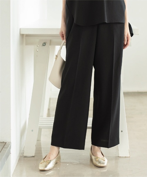 OPAQUE.CLIP（オペークドットクリップ）の「◆着丈が選べる！イージーワイドパンツ/セットアップ対応【洗濯機洗い可/イージーケア/ストレッチ/抗ピリング】（その他パンツ・レディース・ボルドー/ライトグレー/ブラック/ライトブルー・42/40/38/36/03/02）」の2枚目の写真