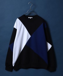 ANPAS | Punch the dough Color Switching Design Oversized Sweatshirt/ポンチ 3色切り替え オーバーサイズ トレーナー スウェット(スウェット)