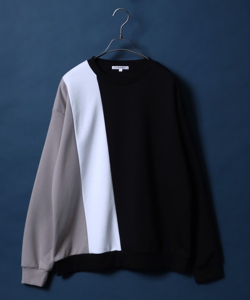 ANPAS（アンパス）の「Punch the dough Color Switching Design Oversized Sweatshirt/ポンチ 3色切り替え オーバーサイズ トレーナー スウェット（スウェット・メンズ・ブラック系その他/ブラック系その他2/ホワイト系その他2/ホワイト系その他・M/L）」の4枚目の写真