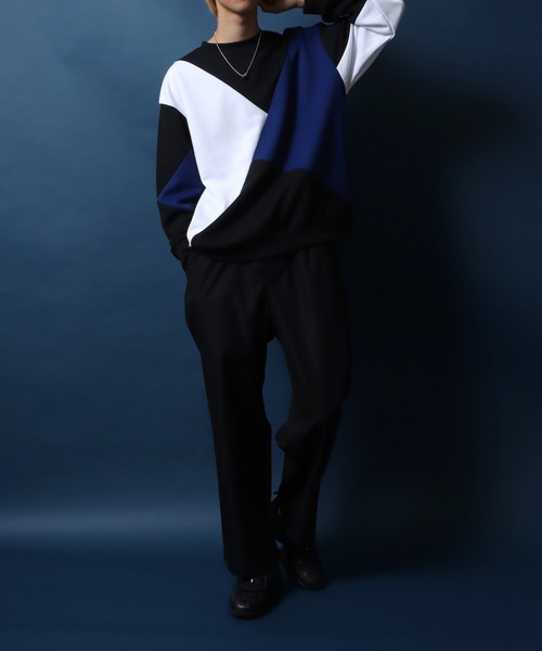 ANPAS（アンパス）の「Punch the dough Color Switching Design Oversized Sweatshirt/ポンチ 3色切り替え オーバーサイズ トレーナー スウェット（スウェット・メンズ・ブラック系その他/ブラック系その他2/ホワイト系その他2/ホワイト系その他・M/L）」の17枚目の写真