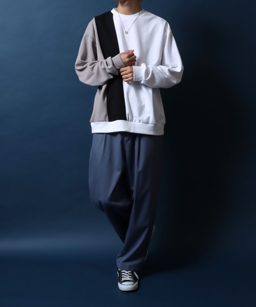 ANPAS（アンパス）の「Punch the dough Color Switching Design Oversized Sweatshirt/ポンチ 3色切り替え オーバーサイズ トレーナー スウェット（スウェット・メンズ・ブラック系その他/ブラック系その他2/ホワイト系その他2/ホワイト系その他・M/L）」の16枚目の写真