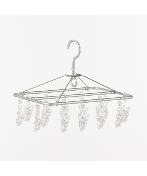 無印良品（ムジルシリョウヒン）の「アルミ角型ハンガー　１６ピンチ／約幅２０×奥行３２ｃｍ（ランドリーグッズ・メンズ・シルバー・FREE）」の3枚目の写真