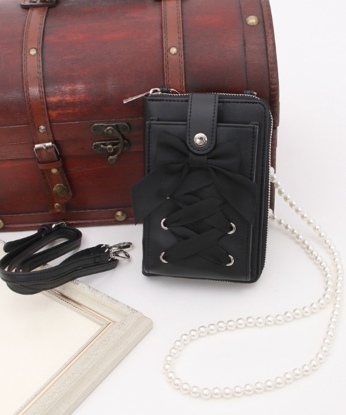 axes femme POETIQUE(アクシーズファムポエティック)の「スマホショルダーポシェット(スマホグッズ・レディース・キナリ/ピンク/ブラック・FREE)」の19枚目の写真