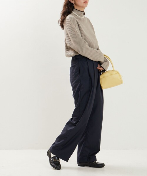 FREAK'S STORE（フリークスストア）の「限定展開　配色ライン リブニット ハイネックプルオーバー（ニット/セーター・レディース・ライトグレー/ブラック/ブラウン/ブルー/ナチュラル・ﾌﾘ-）」の14枚目の写真