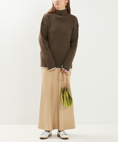 FREAK'S STORE（フリークスストア）の「限定展開　配色ライン リブニット ハイネックプルオーバー（ニット/セーター・レディース・ライトグレー/ブラック/ブラウン/ブルー/ナチュラル・ﾌﾘ-）」の19枚目の写真