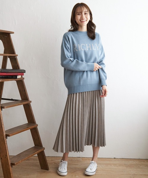 ikka(イッカ)の「ジャガードロゴニットプルオーバー(ニット/セーター・レディース・ブルー/モカ/オフホワイト・M/L/S)」の14枚目の写真