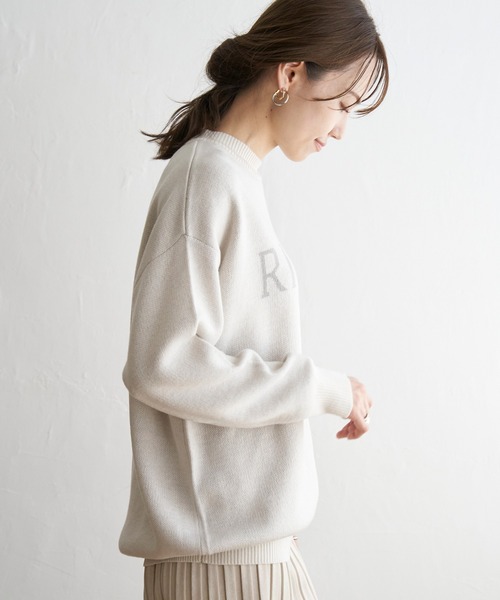ikka(イッカ)の「ジャガードロゴニットプルオーバー(ニット/セーター・レディース・ブルー/モカ/オフホワイト・M/L/S)」の4枚目の写真