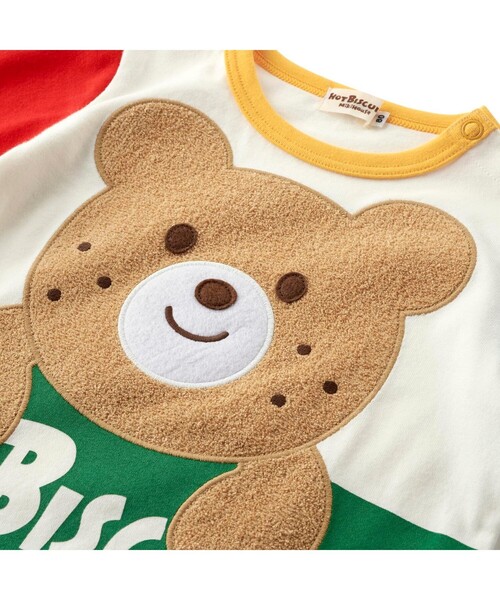 HOT BISCUITS(ホットビスケッツ)の「ロゴ×キャラクター 長袖Tシャツ(Tシャツ/カットソー・キッズ・イエロー/ホワイト・100cm/110cm/90cm/120cm/80cm)」の4枚目の写真