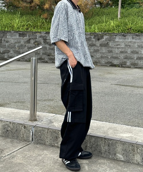 Lés Ageu カーゴメッシュパンツ 黒サイズ2 セール】【neos -addictive design-】ワイドシルエット ベルト
