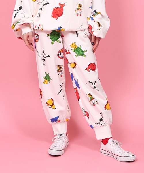 PUNYUS（プニュズ）の「NIPPON総柄スウェットパンツ(すき焼き・縁起物