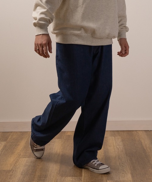 SlashDate(スラッシュデイト)の「【0】ワイドシルエットデニムパンツ/ワイドテーパード/ケミカルウォッシュ(デニムパンツ・メンズ・ケミカルウォッシュ/ブラック系その他/ワンウォッシュ/ライトインディゴブルー/ブラック・M/L/XL)」の10枚目の写真
