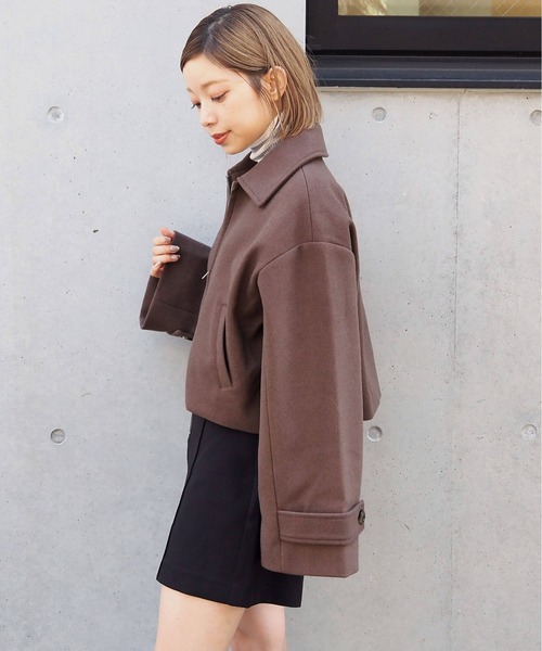 BETOUPE ブルゾン　ショート丈　36サイズ　ネイビー　ダブルジップ セール】【選べる2タイプ】ダブルジップショート丈ブルゾン