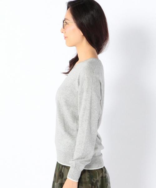 coen（コーエン）の「コットンカシミヤＶネックニットプルオーバー（ニット/セーター・レディース・ライトグレー/ネイビー・LARGE/MEDIUM）」の10枚目の写真