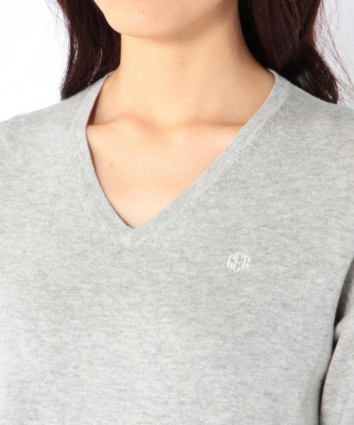 coen（コーエン）の「コットンカシミヤＶネックニットプルオーバー（ニット/セーター・レディース・ライトグレー/ネイビー・LARGE/MEDIUM）」の12枚目の写真