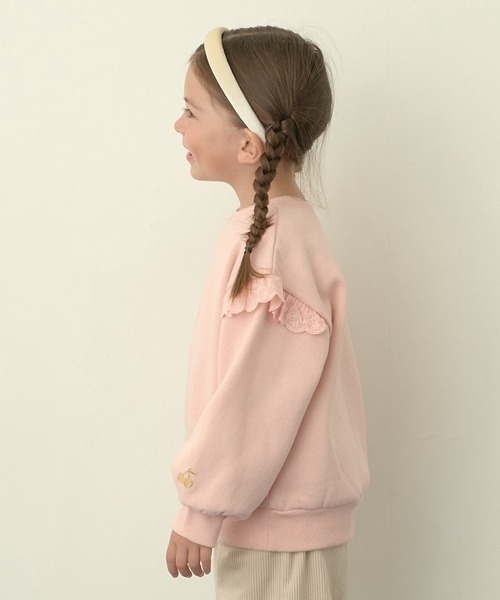 Lycee mine（リセマイン）の「【どっちが前でもOK!】【表コットン裏毛バイバイ裏起毛】コットンレーススウェット（スウェット・キッズ・ピンク/ネイビー/ラベンダー/ミント/グレイッシュベージュ・100cm/130cm/140cm/120cm/110cm/150cm）」の10枚目の写真